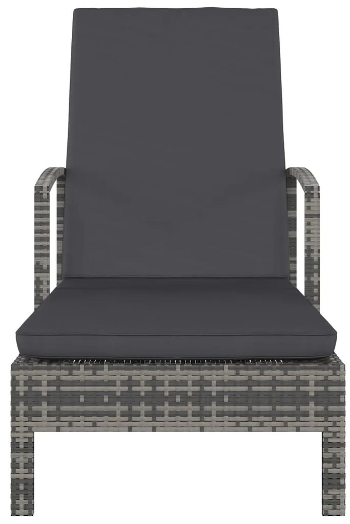 vidaXL Ξαπλώστρα με Μπράτσα Γκρι από Συνθετικό Ρατάν