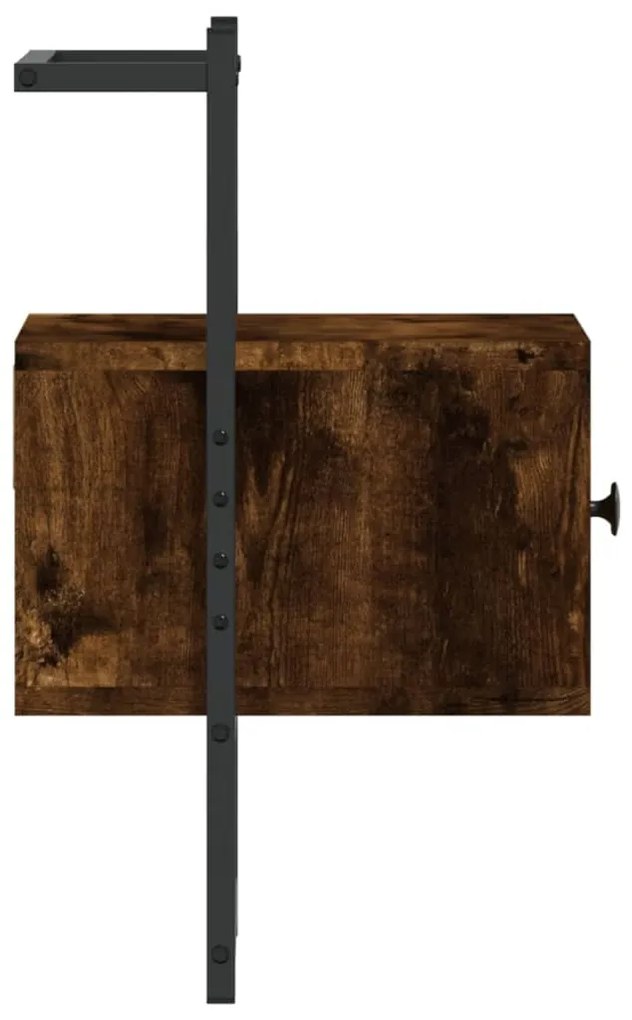 vidaXL Κομοδίνα Επιτοίχια 2 τεμ. Καπνιστή Δρυς 35x30x51 εκ Επεξ. Ξύλο