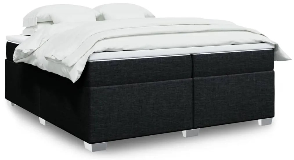 vidaXL Κρεβάτι Boxspring με Στρώμα Μαύρο 200x200 εκ. Υφασμάτινο
