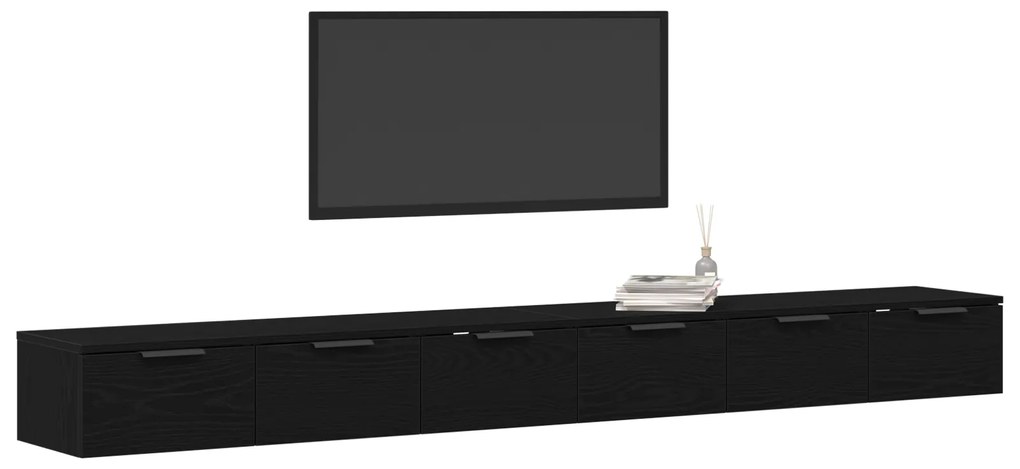 vidaXL Ντουλάπια τοίχου 2 τεμ Μαύρη βελανιδιά 102x30x20 εκ Ξύλο