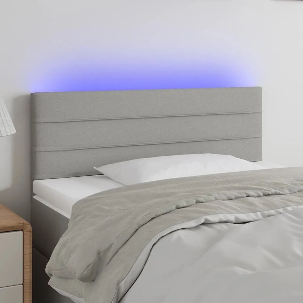 Κεφαλάρι Κρεβατιού LED Ανοιχτό Γκρι 100x5x78/88 εκ. Υφασμάτινο 3121742