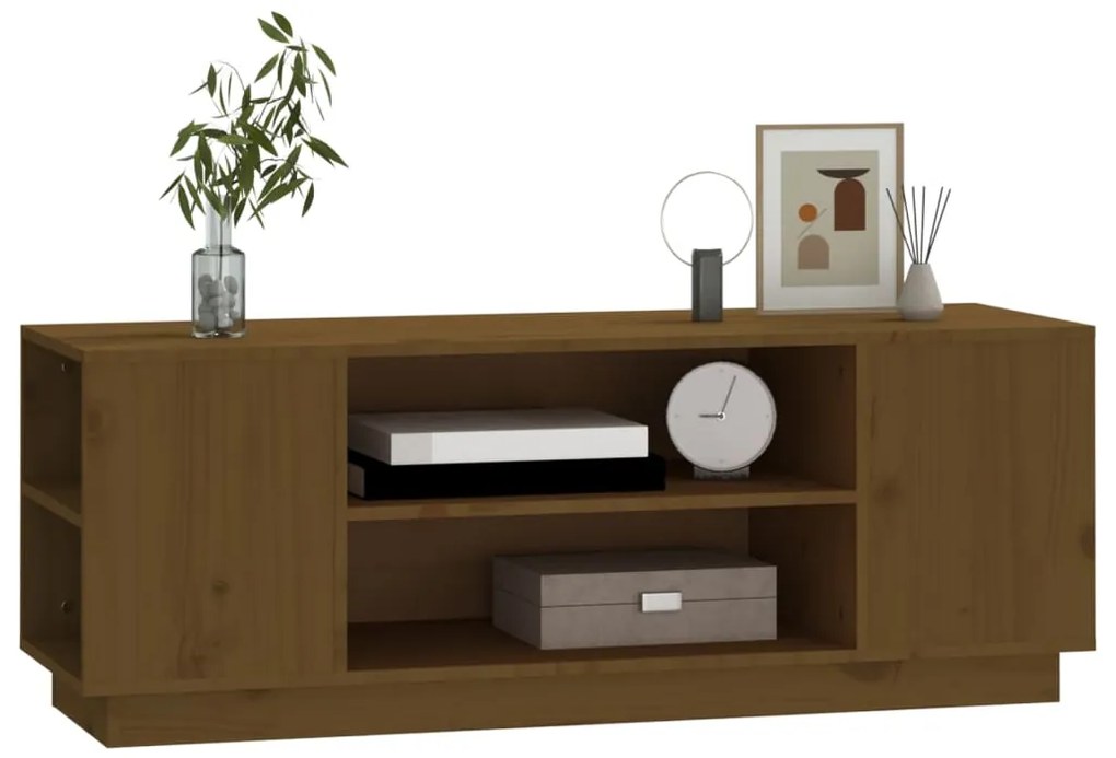 vidaXL Έπιπλο Τηλεόρασης Καφέ Μελί 110x35x40,5εκ από Μασίφ Ξύλο Πεύκου