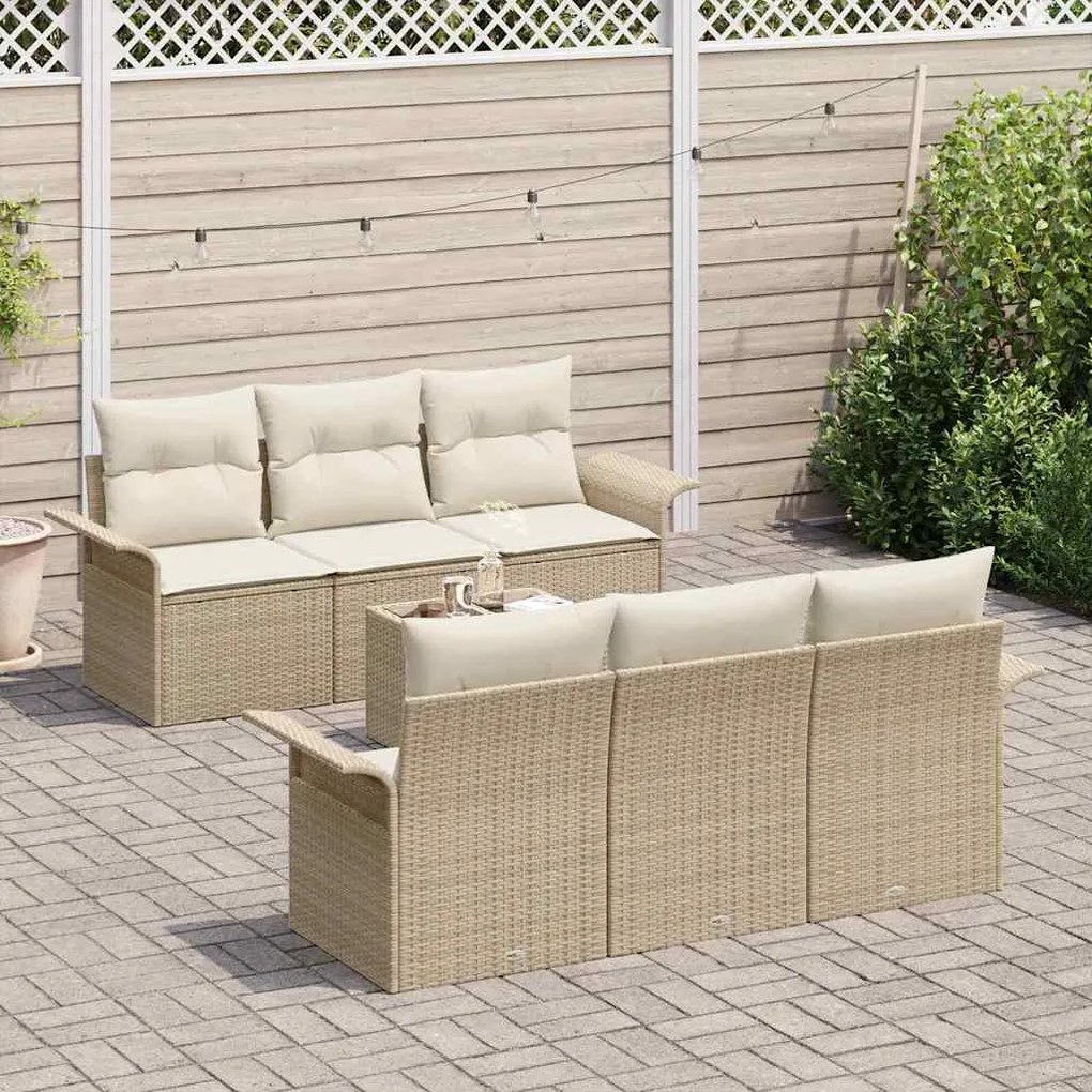 vidaXL Σετ Καναπέ Κήπου με μαξιλάρι 7 pcs Μπεζ, Κρέμα 55 x 55 x 37 εκ