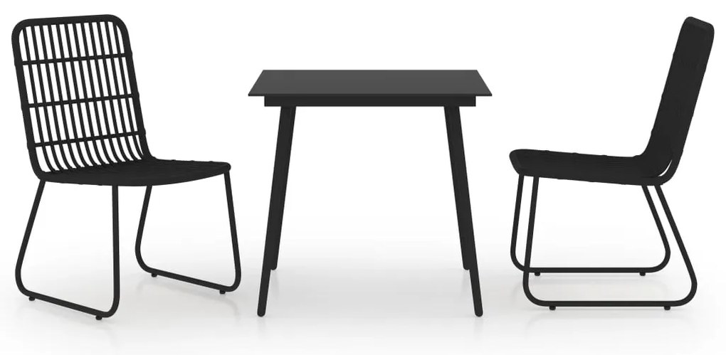 vidaXL Σετ Τραπεζαρίας Εξωτερικού Χώρου 3 τεμ. από Συνθ. Ρατάν/Γυαλί