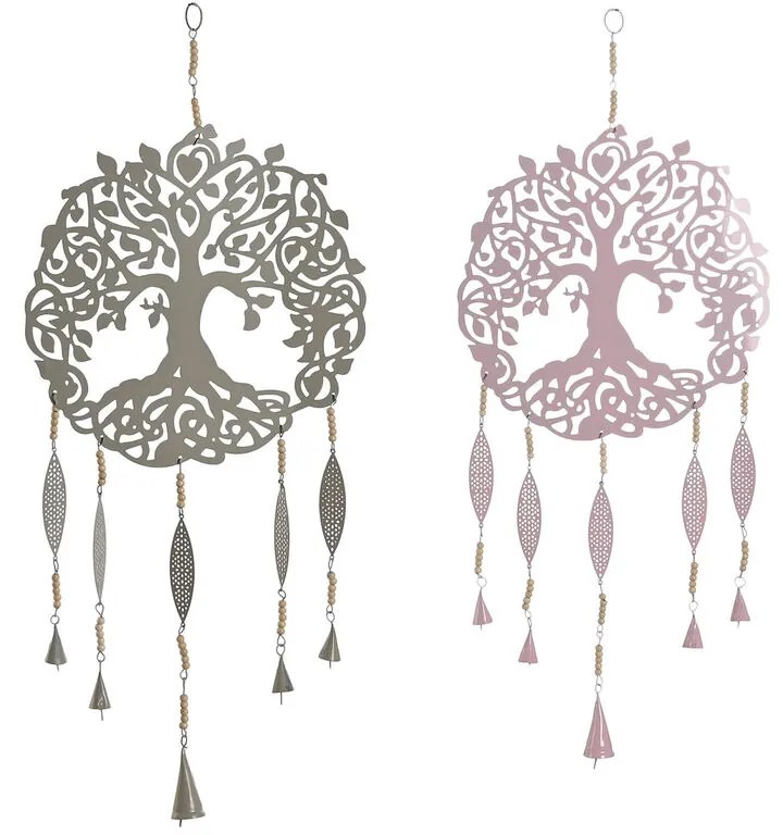 Κρεμαστή διακόσμηση Home ESPRIT Μπλε Λευκό Γκρι Ροζ Σίδερο Δέντρο 33 x 1 x 77 cm (4 Μονάδες)