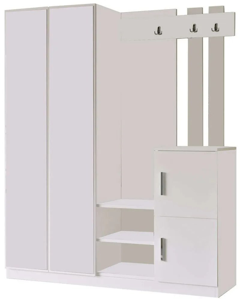 Έπιπλο Εισόδου 956LCS2808 147,2x37,5x179,7cm White Μοριοσανίδα, Μελαμίνη