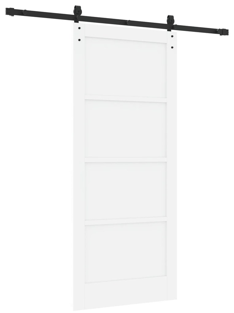 vidaXL Συρόμενη Πόρτα με Σετ Εξαρτημάτων Λευκή 86x198.5 εκ Συμπαγές Ξύλο Πεύκου