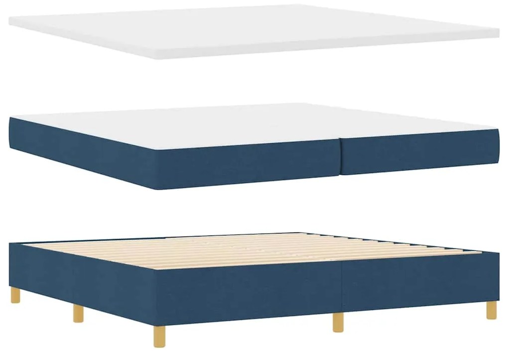 vidaXL Κρεβάτι με ελατήριο με στρώμα Μπλε 200 x 200 cm ύφασμα