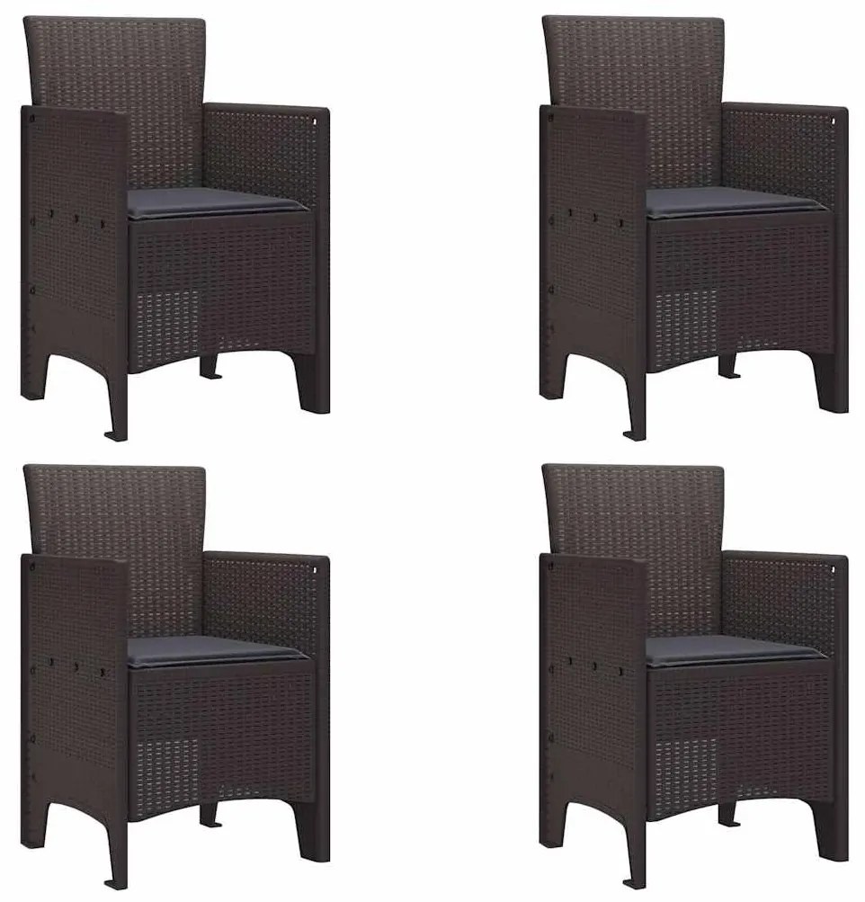 vidaXL Καρέκλες Κήπου 4 pcs Καφέ 53 x 49 x 85 εκ. Πλαστικό