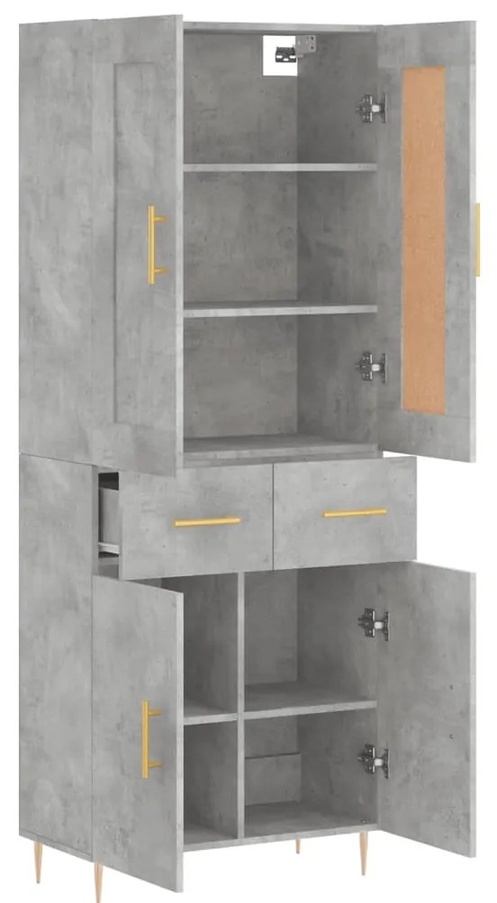vidaXL Ντουλάπι Γκρι Σκυροδέματος 69,5x34x180 εκ. Επεξεργασμένο Ξύλο