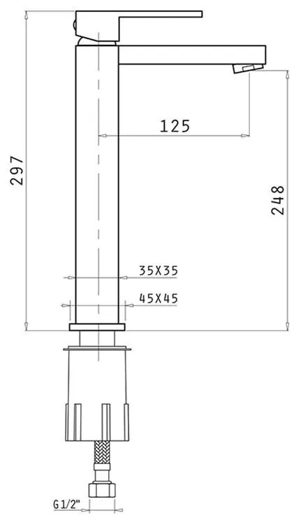 Μπαταρία νιπτήρα Streto Plus XL Χρωμέ 4.5x13x29.7 εκ.