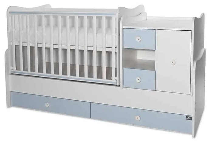 Πολυμορφικό βρεφικό κρεβάτι Mini Max  White + Baby Blue 10150500039A Lorelli