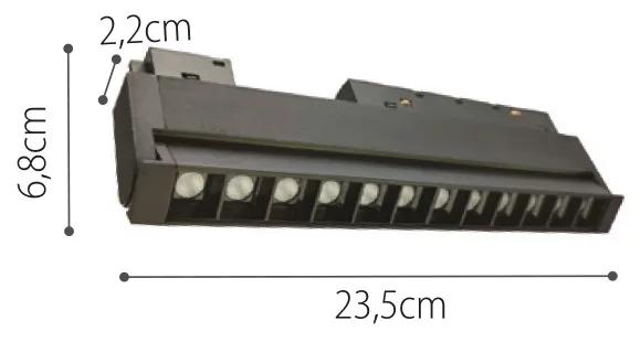 Φωτιστικό LED 12W 4000K για μαγνητική ράγα σε μαύρη απόχρωση D:22cmX10,5cm (T01602-BL) - 1.5W - 20W - T01602-BL