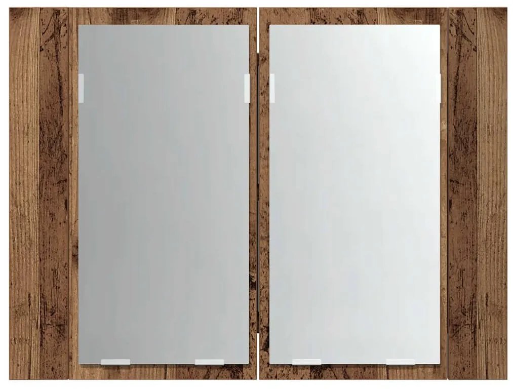 vidaXL Έπιπλο Καθρέφτη με LED Όψη Παλαιού Ξύλου 60x12x45εκ. Επεξ. Ξύλο