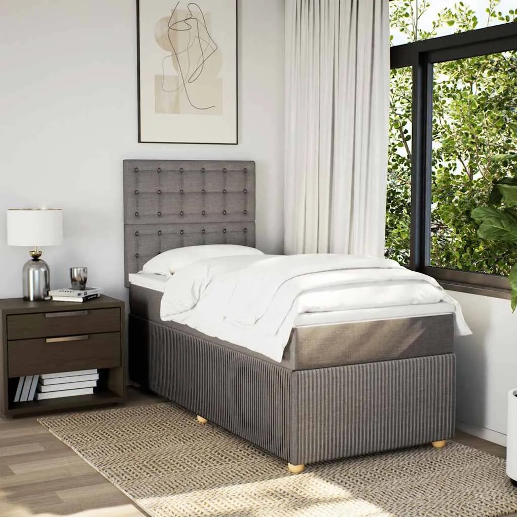 vidaXL Κρεβάτι Boxspring με Στρώμα Taupe 80x200 εκ. Υφασμάτινο