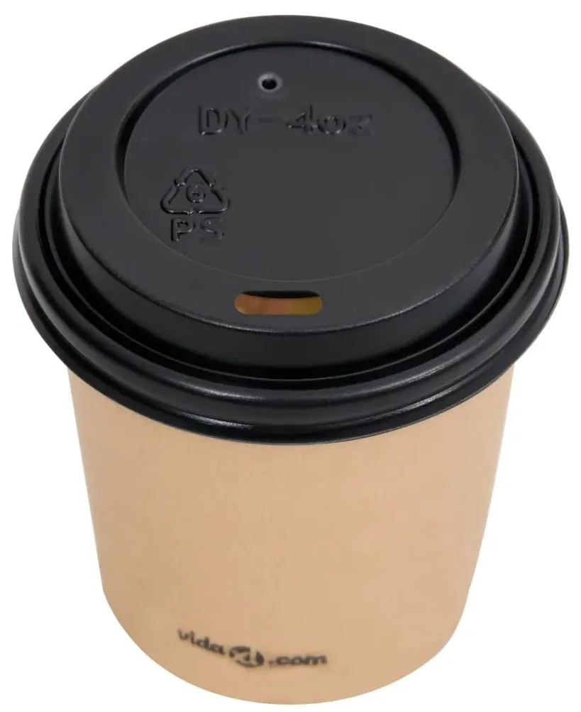 vidaXL Ποτήρια Καφέ Χάρτινα με Καπάκια 120 ml 500 Τεμάχια Καφέ