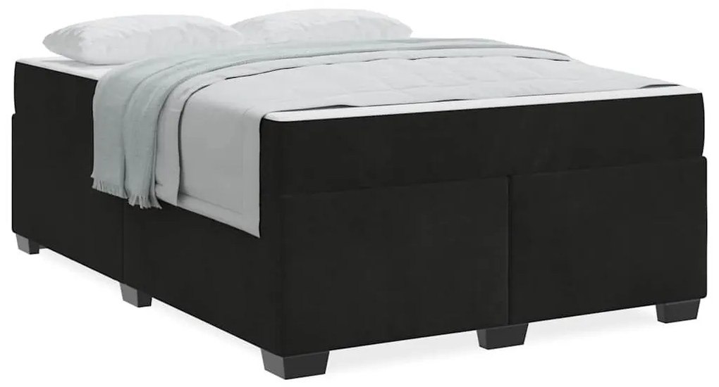 vidaXL Σκελετός κρεβατιού με στρώμα Μαύρο 140 x 200 cm Βελούδο