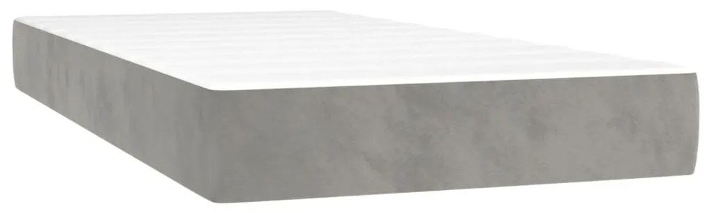 vidaXL Κρεβάτι Boxspring με Στρώμα &amp; LED Αν.Γκρι 200x200 εκ. Βελούδινο