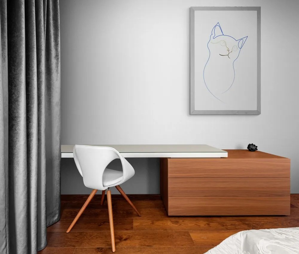 Αφίσα με πασπαρτού Χρωματιστές γραμμές της γάτας - 60x90 white