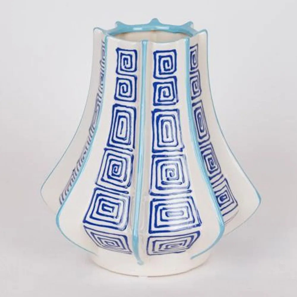 Βάζο Κεραμικό 819-00368 Φ22x25cm White-Blue Estheti Home Κεραμικό