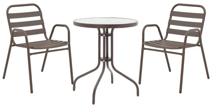 Σετ κήπου - Τραπεζαρία Watson-Sussie μέταλλο καφέ - γυαλί Φ60x70 εκ. 60x60x70 εκ.