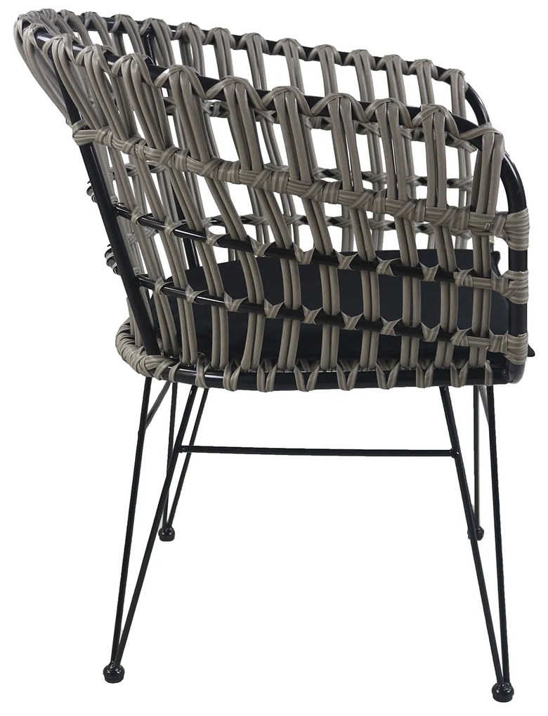 Καρέκλα Κήπου ATRIUS Γκρι/Μαύρο Μέταλλο/Rattan 61x57x80cm - 14510053