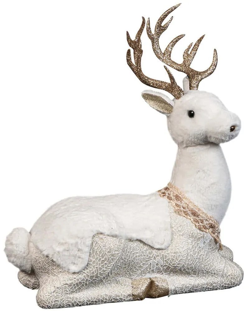 Χριστουγεννιάτικη Διακοσμητική Φιγούρα Καθιστό Ελάφι 23728 34x14x39cm White-Gold