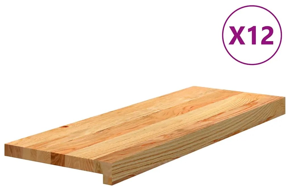vidaXL Πατάκια Σκάλας 12 τεμ. Ανοιχτό Καφέ 70x30x2 cm Ξύλο Δρυός