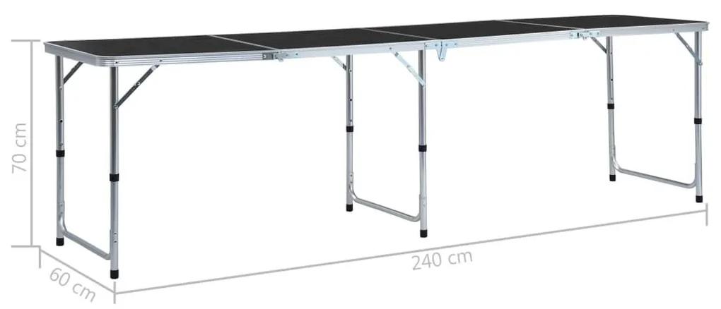 Τραπέζι Κάμπινγκ Πτυσσόμενο Γκρι 240 x 60 εκ. Αλουμινίου - Γκρι
