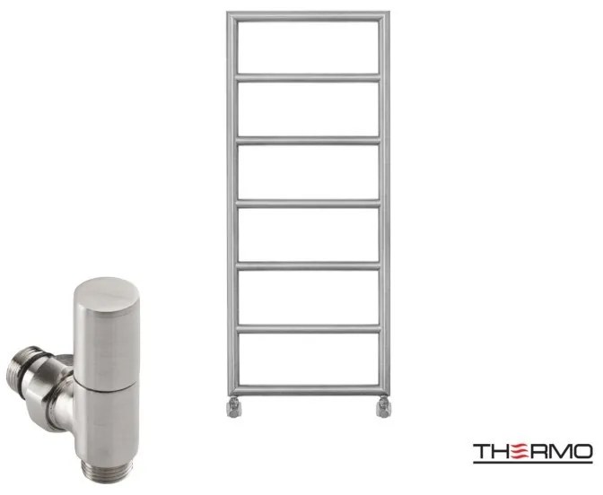 Thermo TEMPO Θερμαινόμενη πετσετοκρεμάστρα από ανοξείδωτο χάλυβα με υδραυλική λειτουργία, 120x50cm Inox Brushed