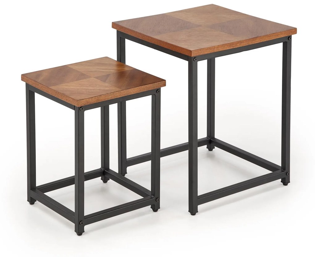 ELZA set of 2 coffee tables, walnut/black