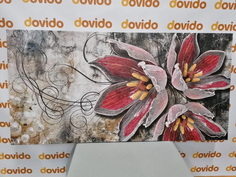 Εικόνα λουλούδια με μαργαριτάρια - 100x50
