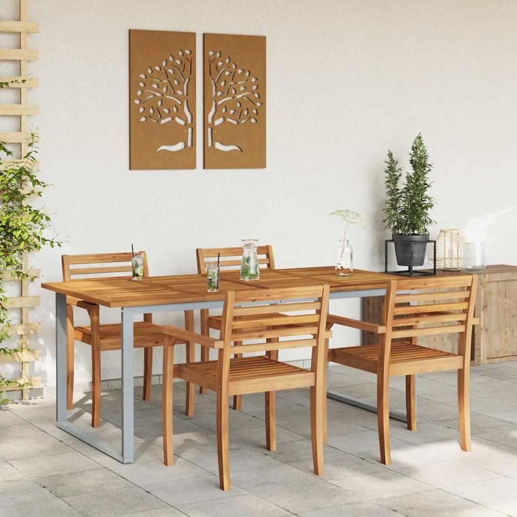 vidaXL Τραπέζι Κήπου για Φαγητό Γκρι 180 x 90 x 75 cm