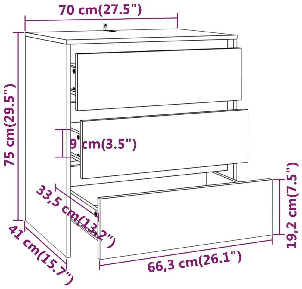 vidaXL Μπουφές 2 τεμαχίων Λευκό Επεξεργασμένο Ξύλο