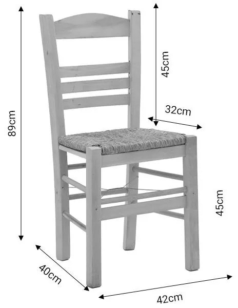 Καρέκλα καφενείου με ψάθα Ronson-Charchie άβαφο ξύλο 42x40x89εκ