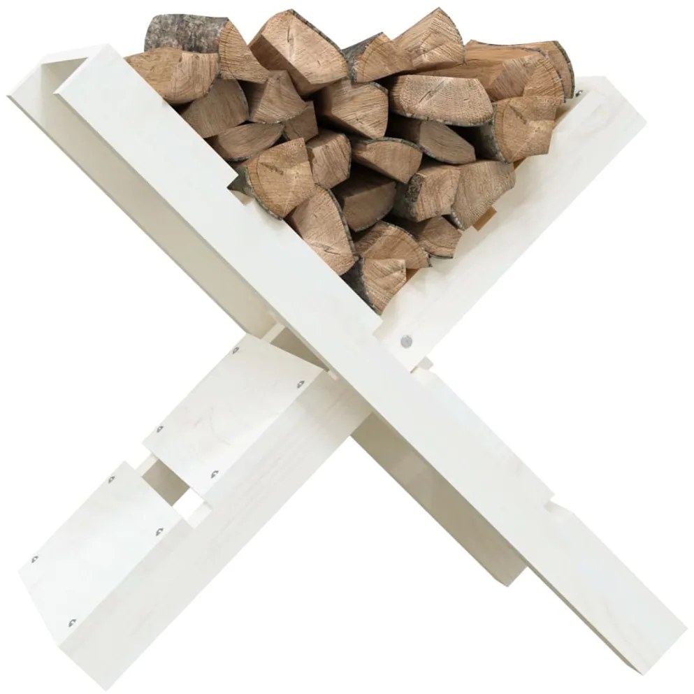 vidaXL Ξυλοθήκη Λευκή 47 x 39,5 x 48 εκ. από Μασίφ Ξύλο Πεύκου