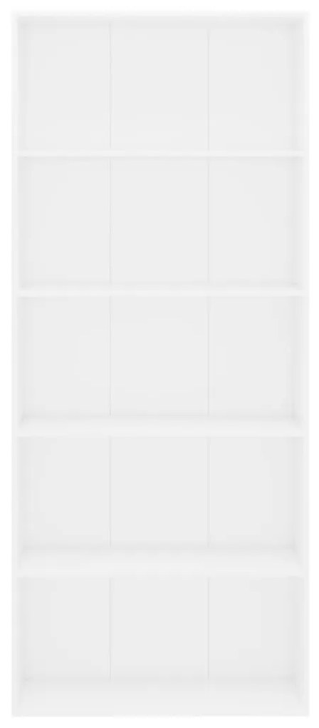vidaXL Βιβλιοθήκη με 5 Ράφια Λευκή 80 x 30 x 189 εκ. Επεξ. Ξύλο