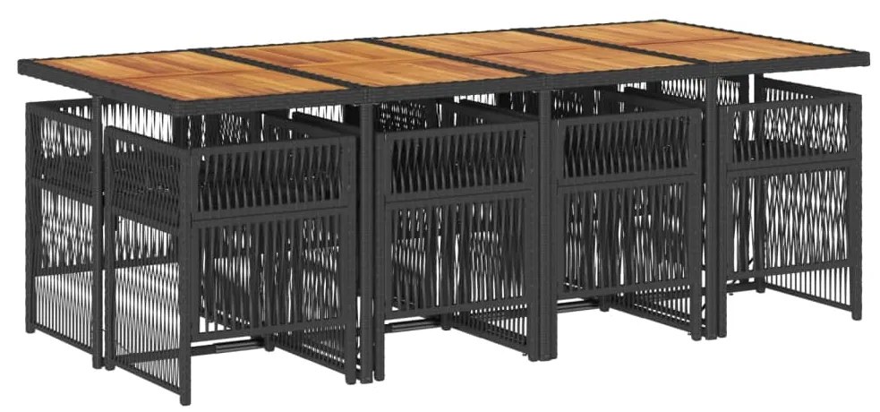 vidaXL Σετ Τραπεζαρίας Κήπου 9 τεμ Μαύρο από Συνθ. Ρατάν με Μαξιλάρια