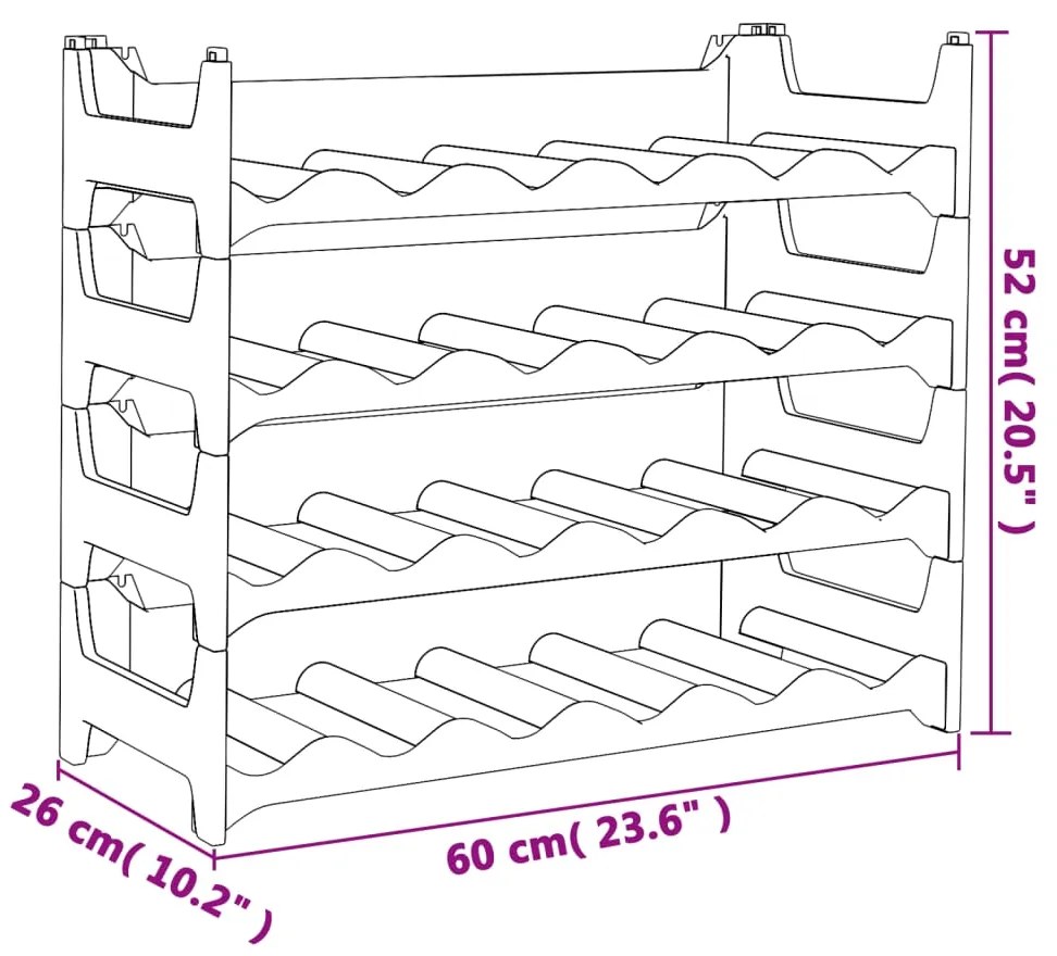 vidaXL Ραφιέρα Κρασιών Στοιβαζόμενη για 24 Μπουκάλια από Πολυπρ/λένιο