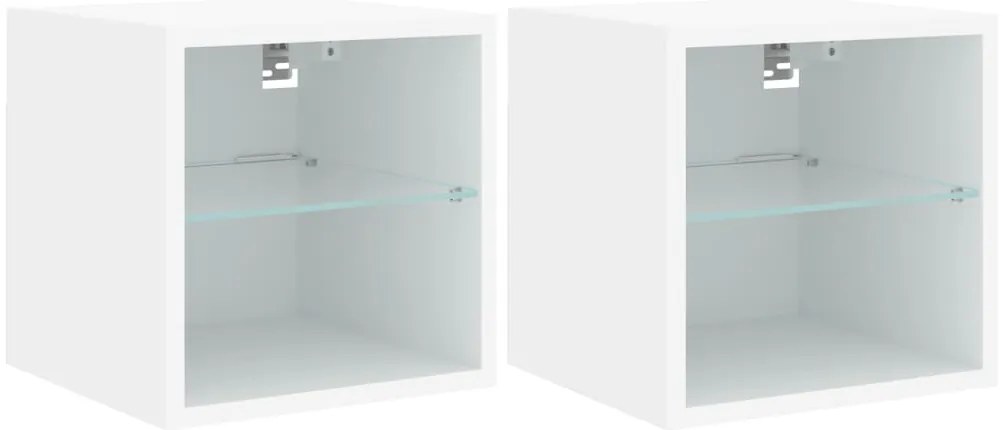 vidaXL Έπιπλα Τοίχου Τηλεόρασης με LED 2 Τεμ. Λευκά 30 x 28,5 x 30 εκ.