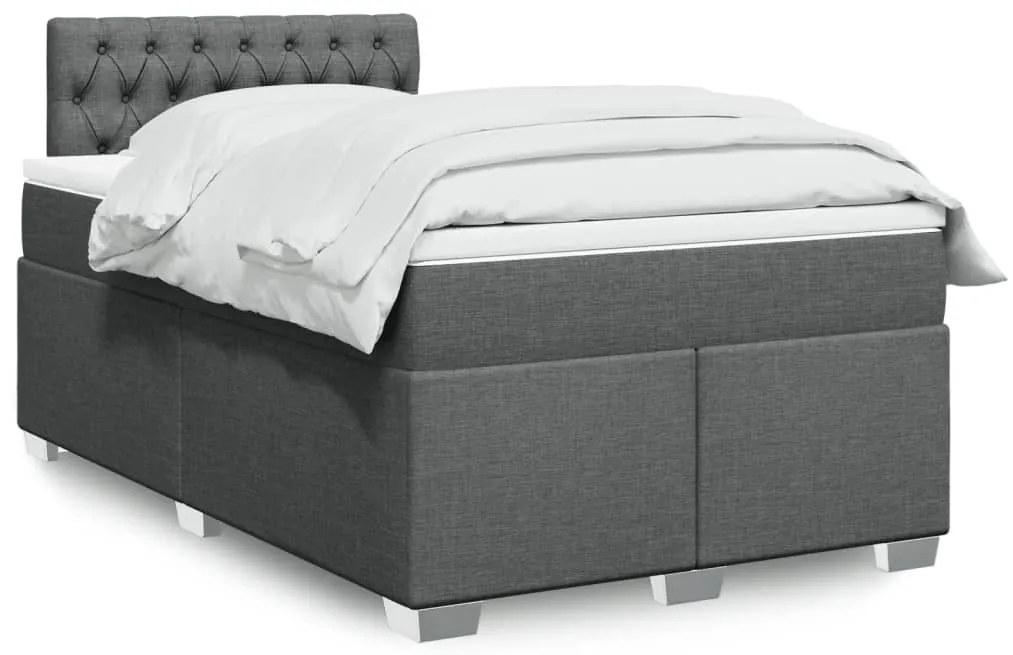 Κρεβάτι Boxspring με Στρώμα Σκούρο Γκρι 120x190 εκ Υφασμάτινο - Γκρι