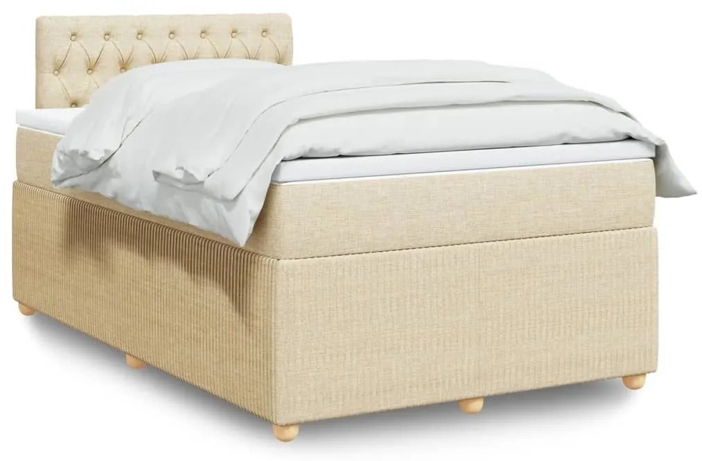 ΚΡΕΒΑΤΙ BOXSPRING ΜΕ ΣΤΡΩΜΑ ΚΡΕΜ 120X190 ΕΚ. ΥΦΑΣΜΑΤΙΝΟ 3287407