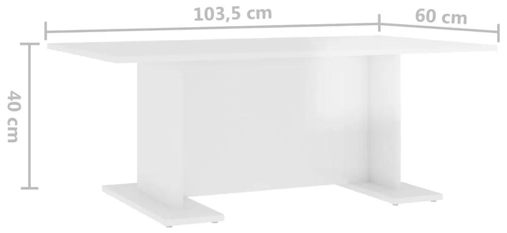 Τραπεζάκι Σαλονιού Γυαλιστερό Λευκό 103,5x60x40 εκ. Μοριοσανίδα - Λευκό