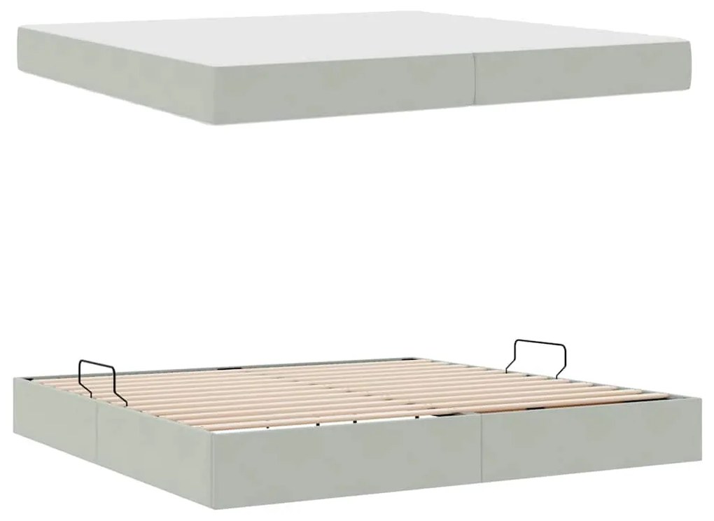 vidaXL Κρεβάτι με αποθηκευτικό χώρο και στρώμα με στρώμα Ανοιχτό γκρι