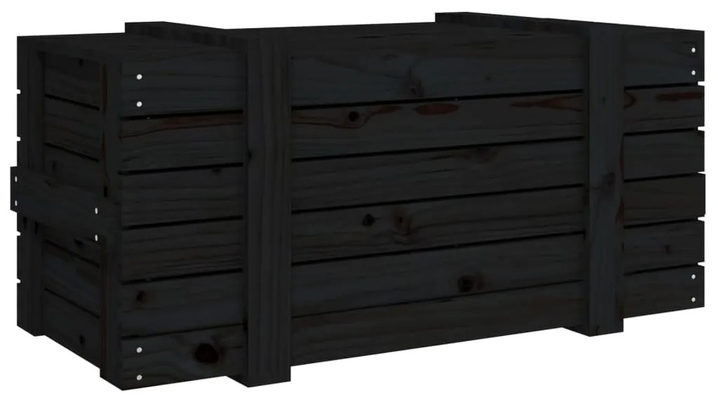 vidaXL Κουτί Αποθήκευσης Μαύρα 91x40,5x42 εκ. Μασίφ Ξύλο Πεύκου