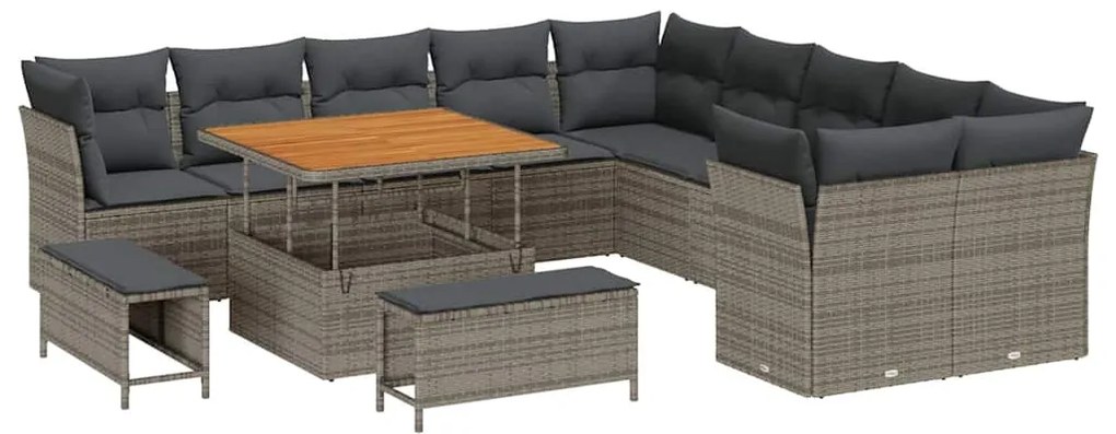 vidaXL Σετ Καναπέ Κήπου 13 pcs Γκρι συνθετικό ρατάν