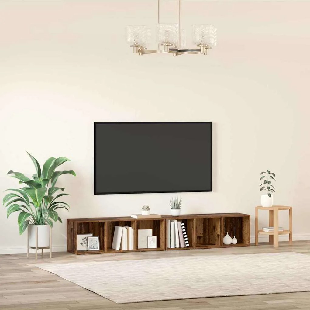 vidaXL Σετ επίπλου τηλεόρασης 2 pcs Παλιό Ξύλο Επεξεργασμένο ξύλο