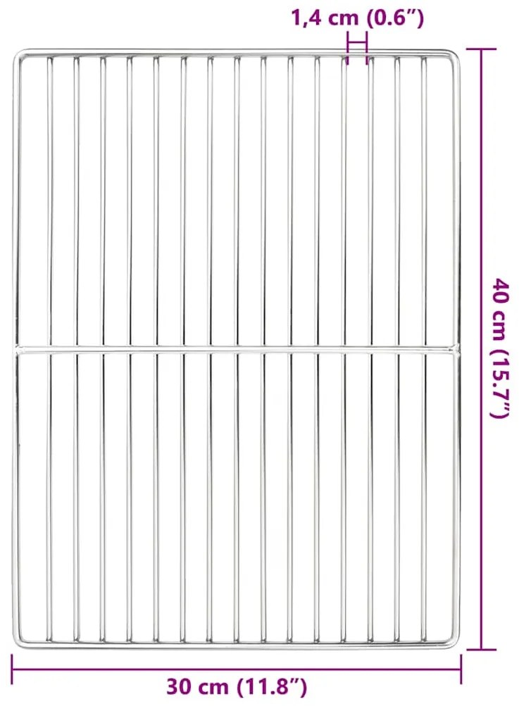 vidaXL Σχάρα ψησίματος Ασημί 40 x 30 cm Ανοξείδωτο ατσάλι