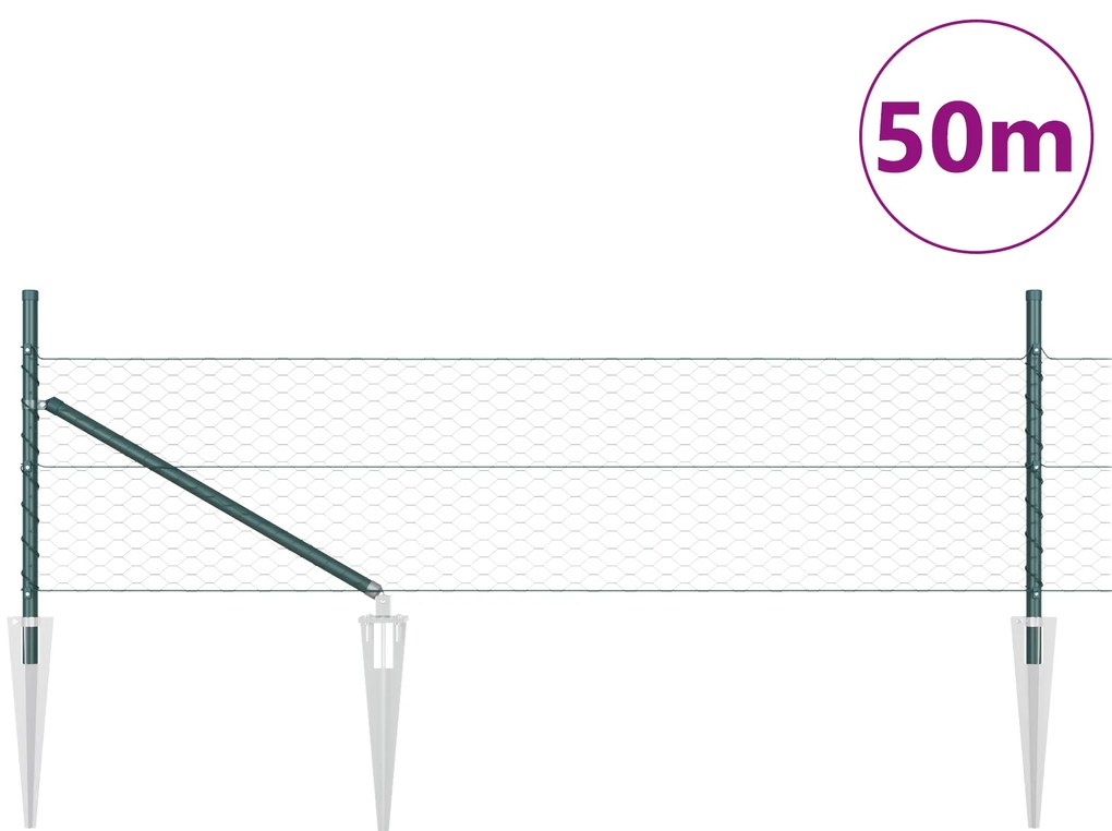 vidaXL Φράκτης Εξαγωνικός  Πράσινος 0.4x50 μ Χάλυβα