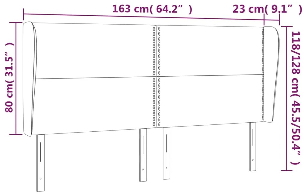Κεφαλάρι με Πτερύγια Ροζ 163x23x118/128 εκ. Βελούδινο 3117875